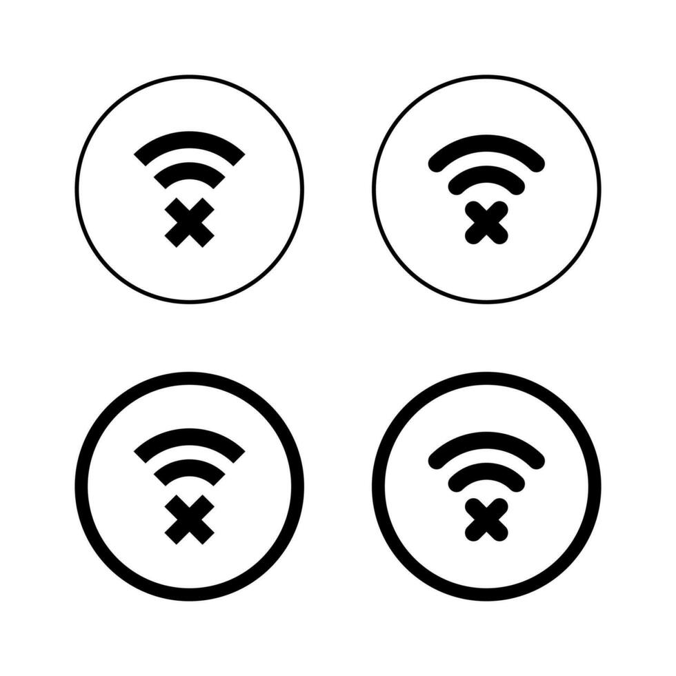 Wifi network disconnected icon vector in circle line. Offline sign symbol