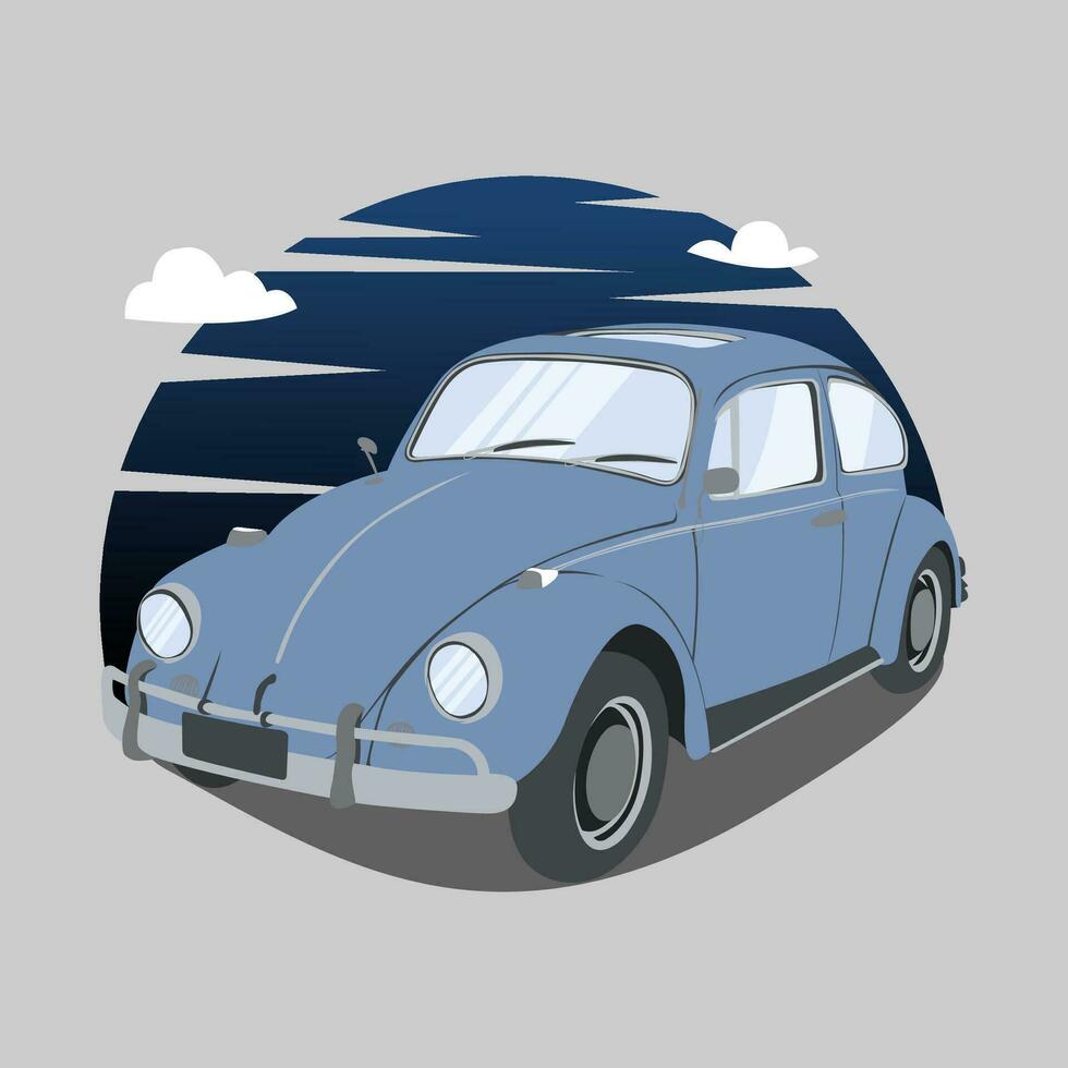 Vector of elegant old car in blue