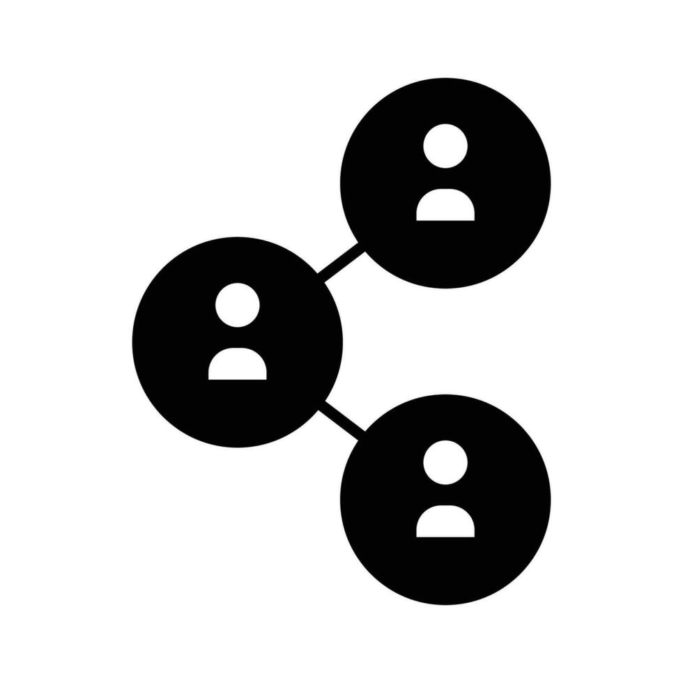 People network icon. Simple solid style. Social network, connect, circle, share, link, community, team, group, business concept. Black silhouette, glyph symbol. Vector illustration isolated.