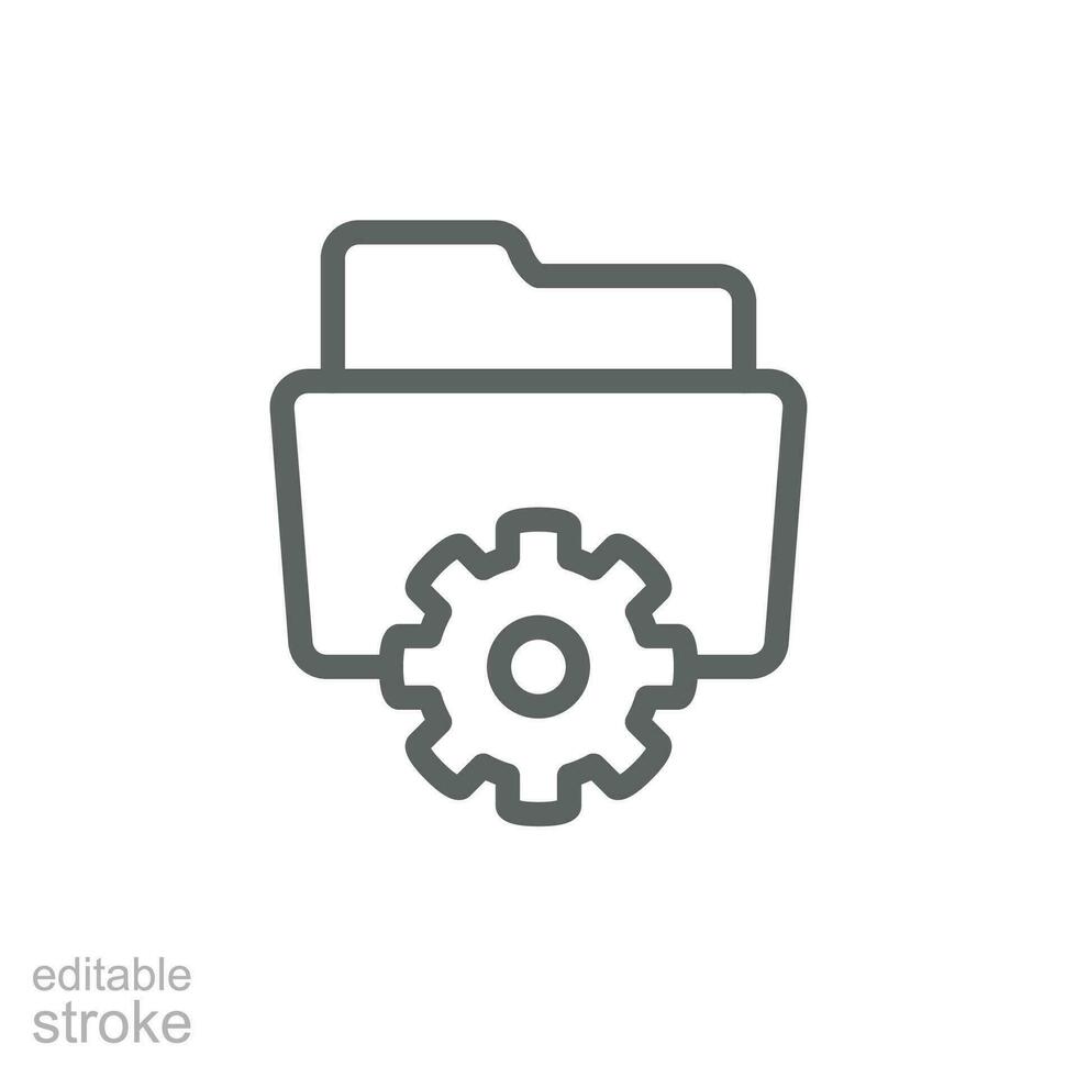 Data management icon. Simple outline style. Document, file, folder, record, digital database, system information concept. Thin line symbol. Vector illustration isolated. Editable stroke.