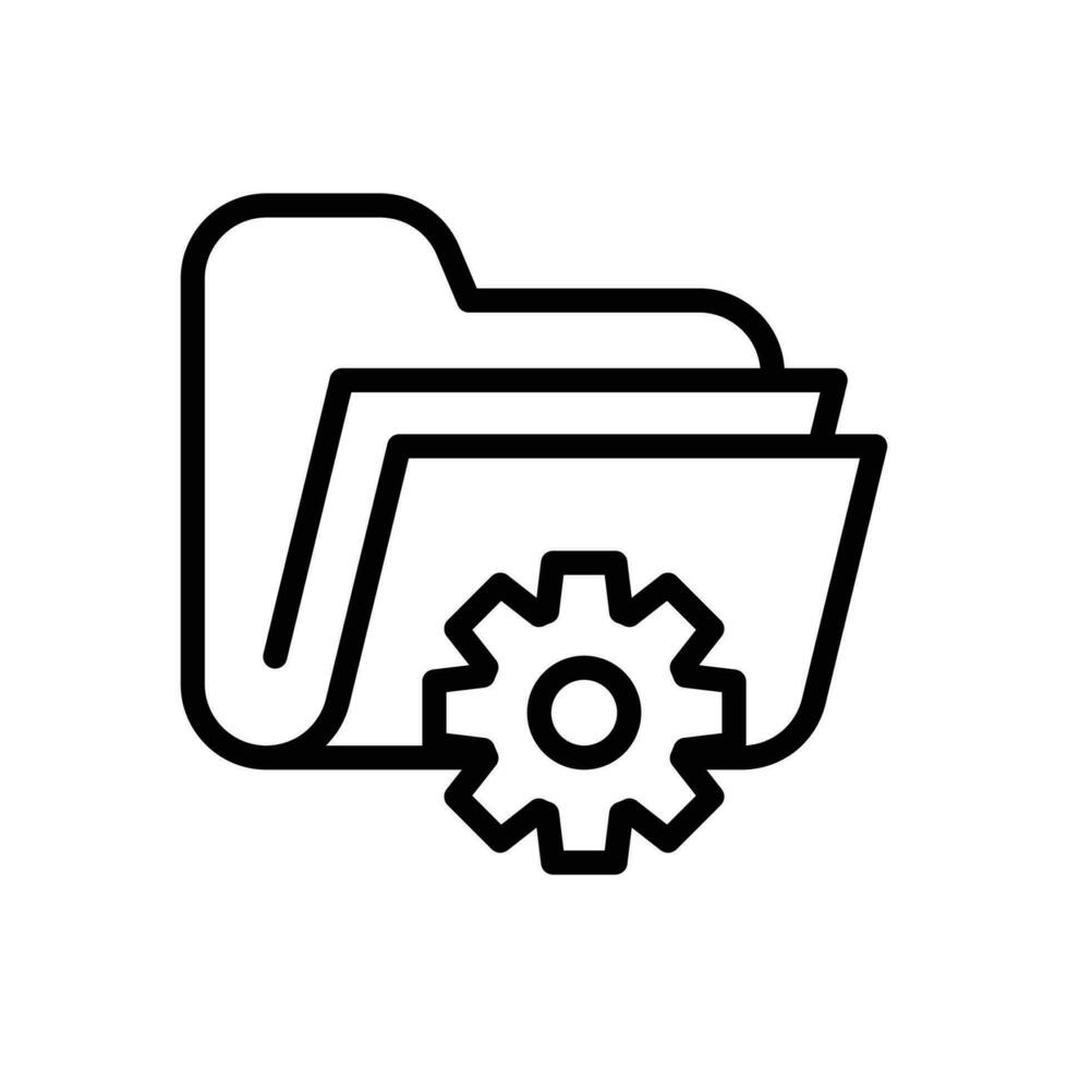 Data management icon. Simple outline style. Document, file, folder, record, digital database, system information concept. Thin line symbol. Vector illustration isolated.