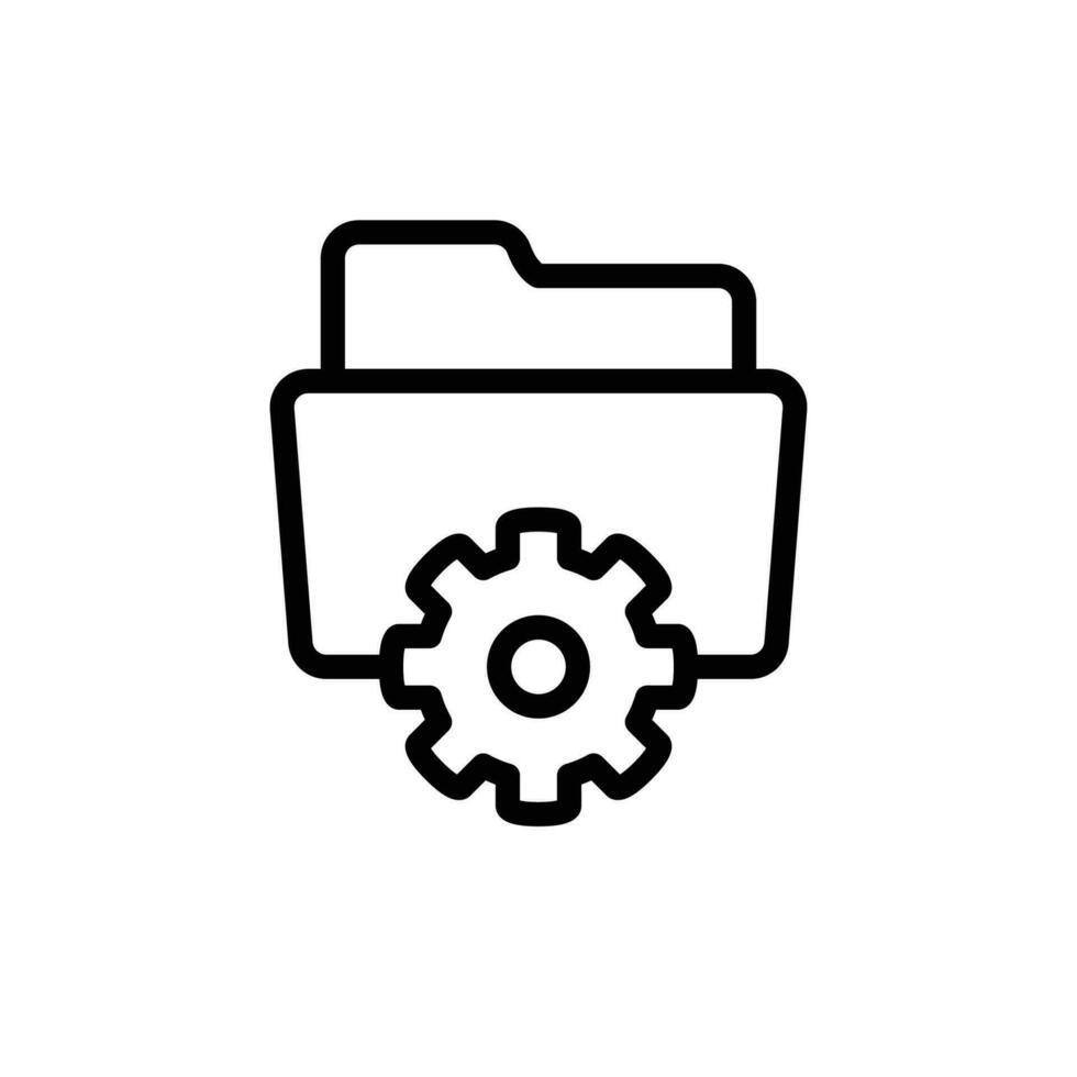 Data management icon. Simple outline style. Document, file, folder, record, digital database, system information concept. Thin line symbol. Vector illustration isolated.