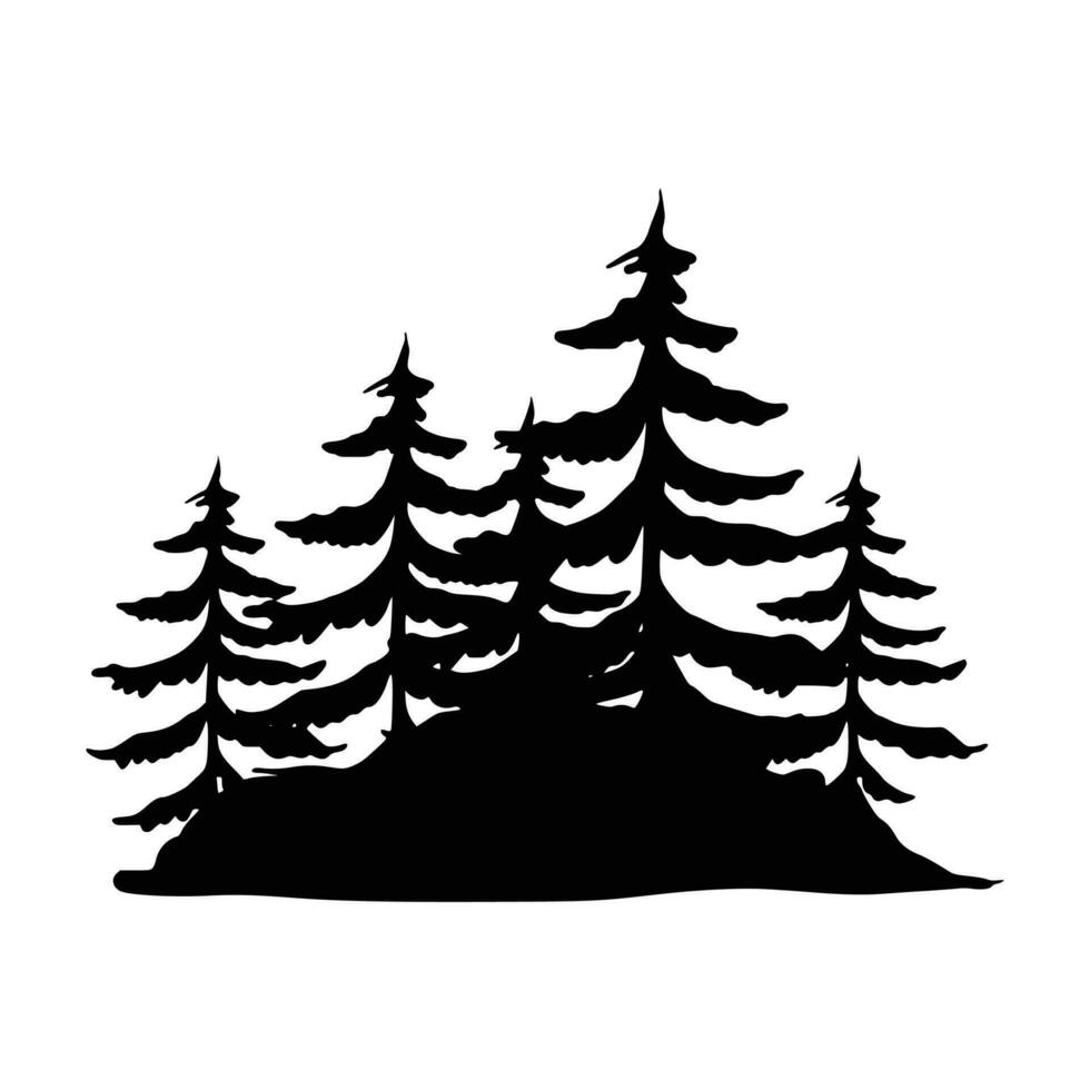 Evergreen Pine Trees Silhouette. Winter  Christmas and New Year design elements. Christmas trees vector