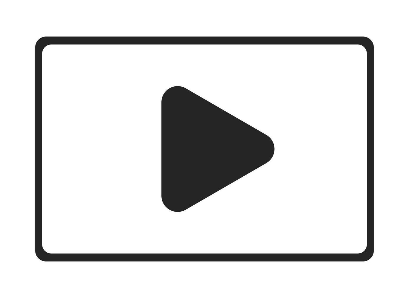 Video player black and white 2D line cartoon object. Video play button isolated vector outline item. Videoplayer service watching. Streaming platform application monochromatic flat spot illustration