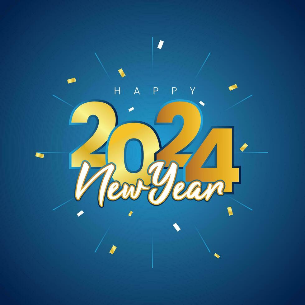 contento nuevo año 2024 saludos tarjeta diseño para social medios de comunicación, web, impresión vector