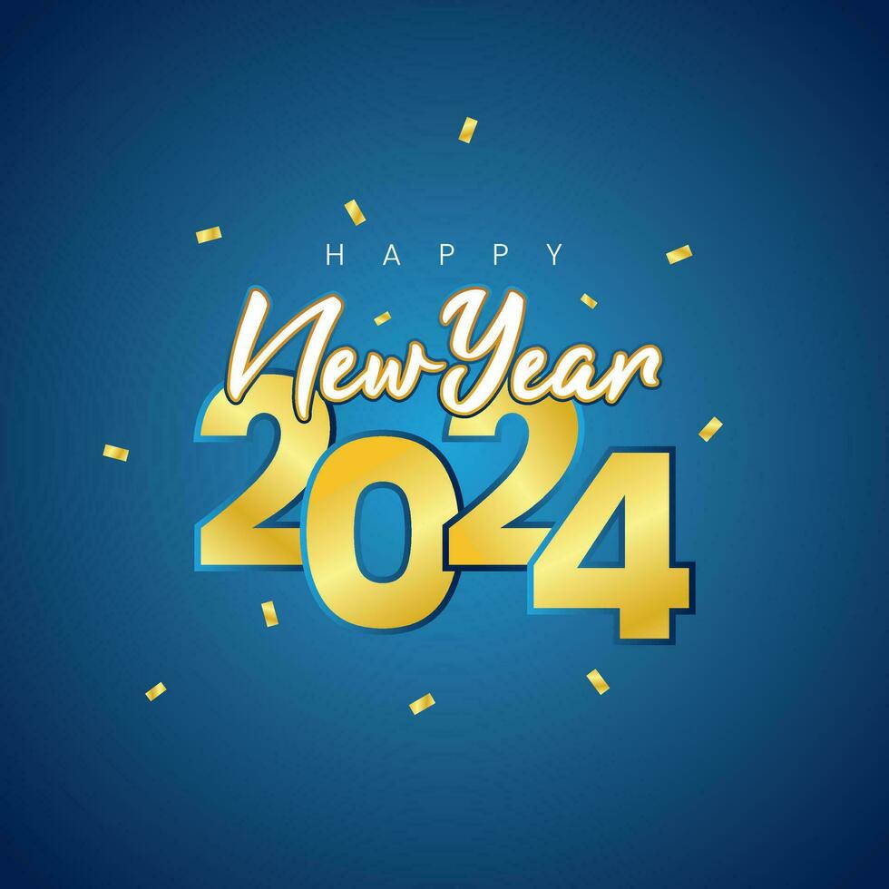 Happy New Year 2024 greetings card design for social media, web, print vector