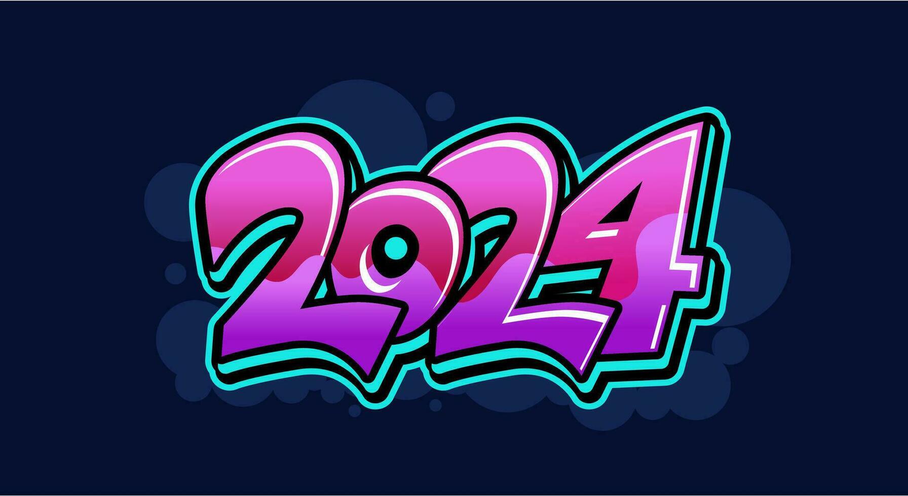 nuevo año 2024 tipografía letras vector