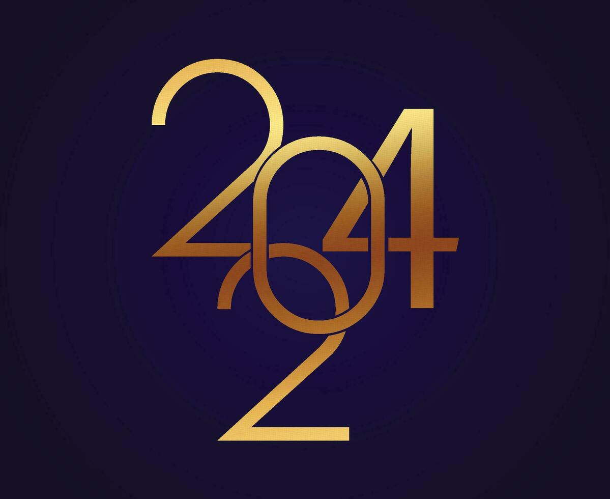 2024 contento nuevo año resumen oro gráfico diseño vector logo símbolo ilustración con púrpura antecedentes
