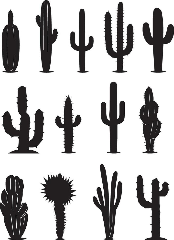 Different Type of Cactus vector silhouette illustration 3