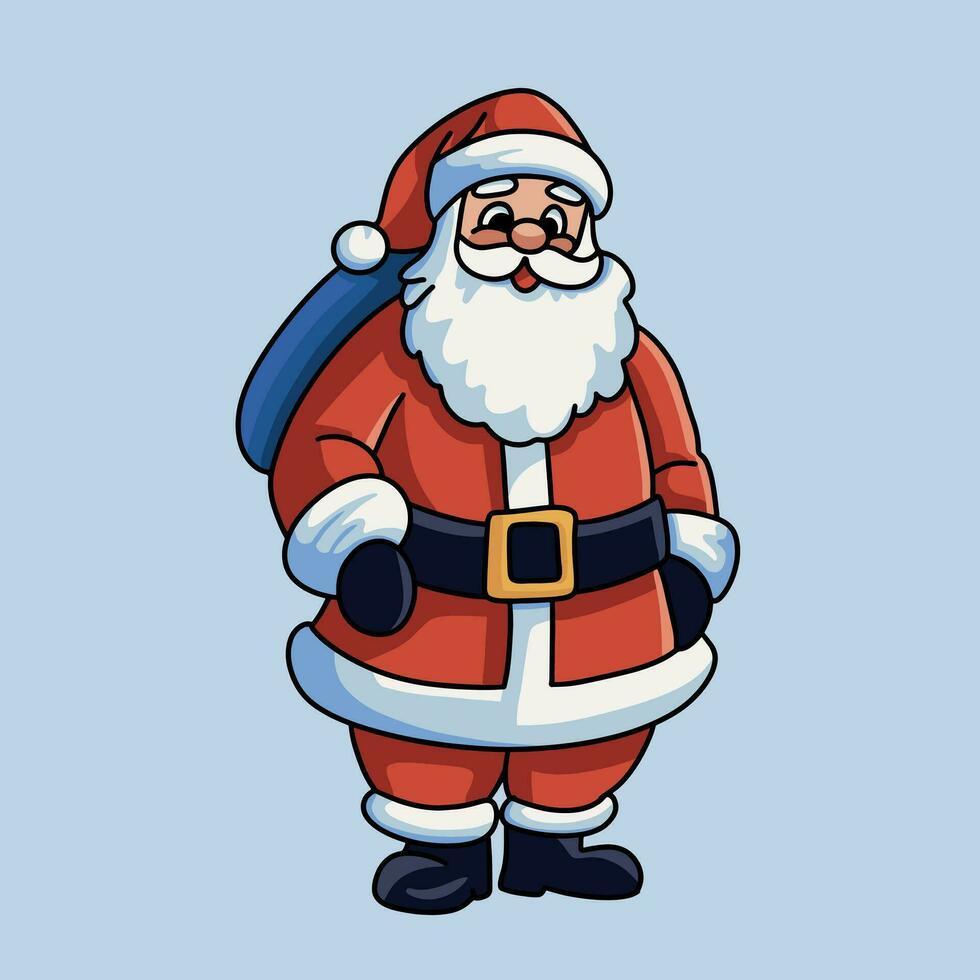 Papa Noel claus en rojo festivo disfraz y sombrero en pie lleno longitud contento nuevo año alegre Navidad Días festivos celebracion concepto vector