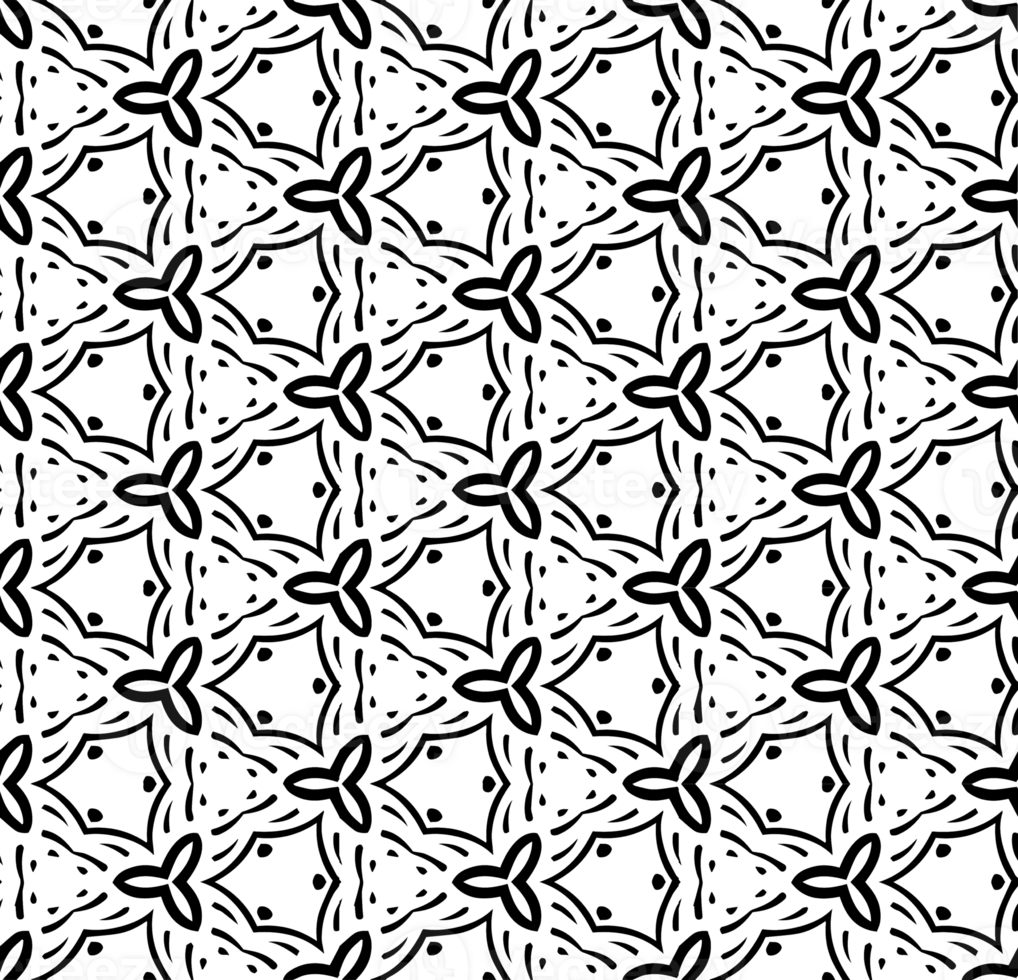 Black seamless abstract pattern. Overlay for background and backdrop. Ornamental design. PNG graphic illustration with transparent background.