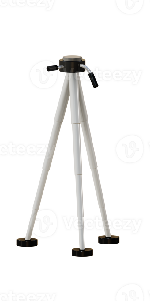 3D rendering of tripod for camera, equipment for photographer png
