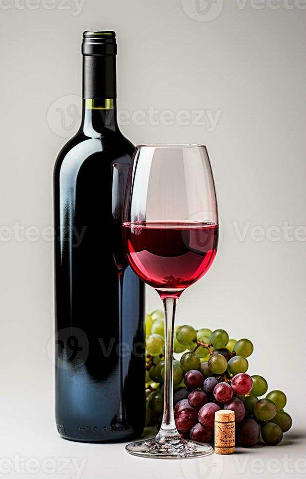 AI generated Bottle of red wine, elite delicious wine, isolated background - AI generated image photo