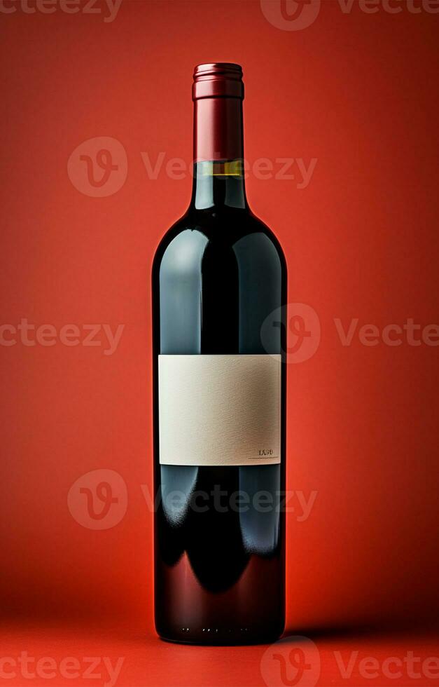 AI generated Bottle of red wine, elite delicious wine, isolated background - AI generated image photo