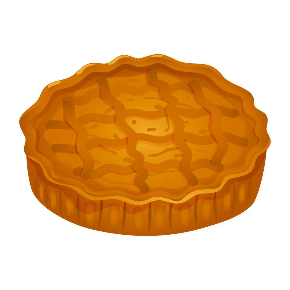 aislado delicioso acción de gracias tarta. fragante dulce Pastelería hecho desde masa con un crujiente corteza. un confitería producto hecho desde harina con relleno y especias vector ilustración.