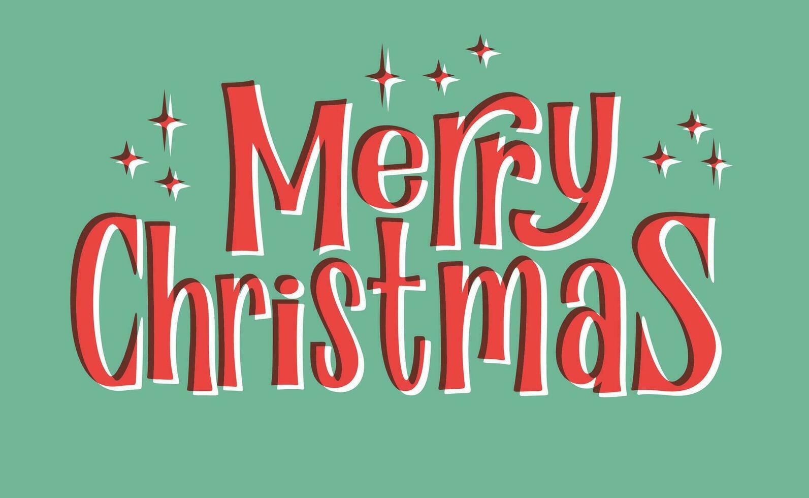 Merry Christmas lettering. Typography vector illustration. Vintage print effect.