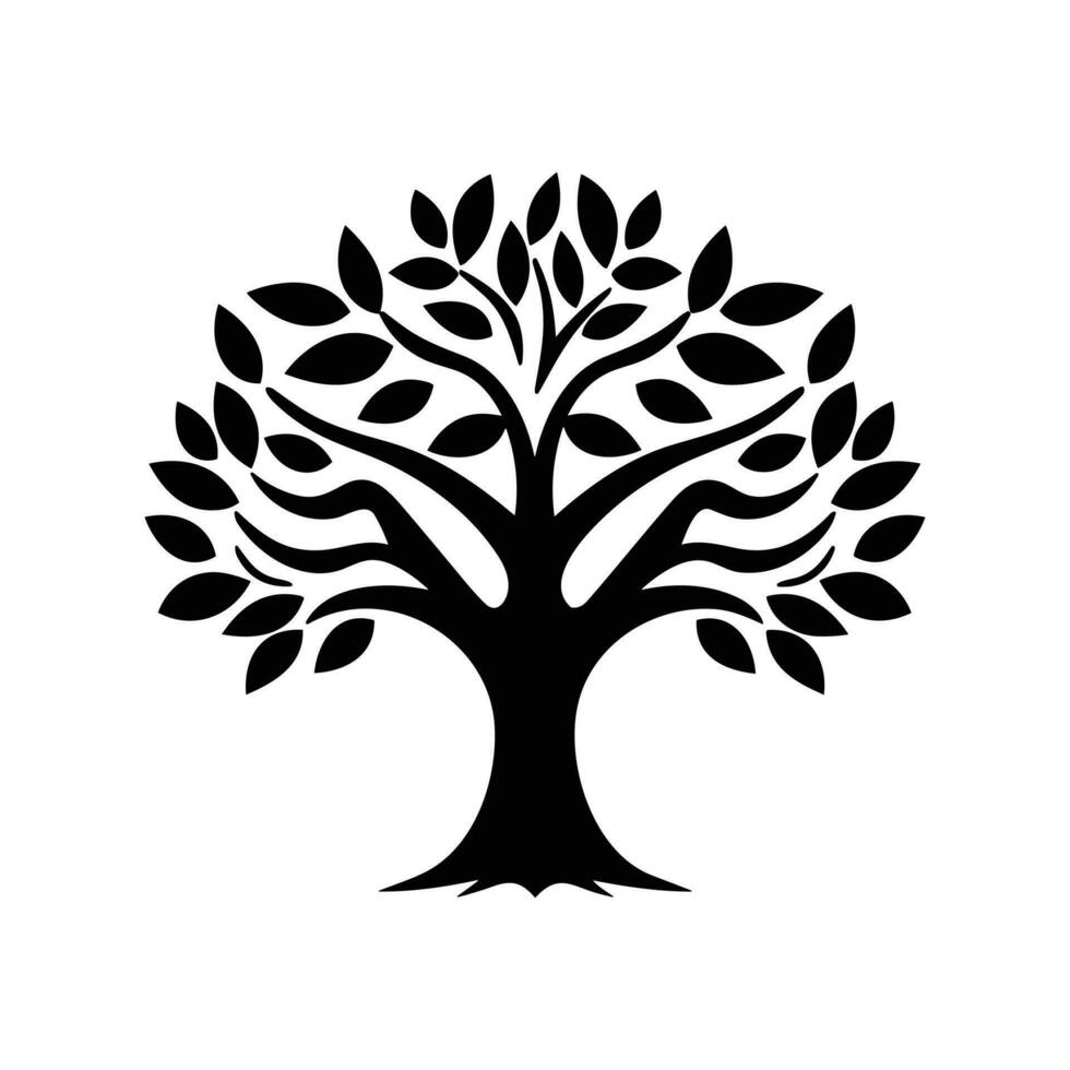 Black silhouette of a tree vector icon