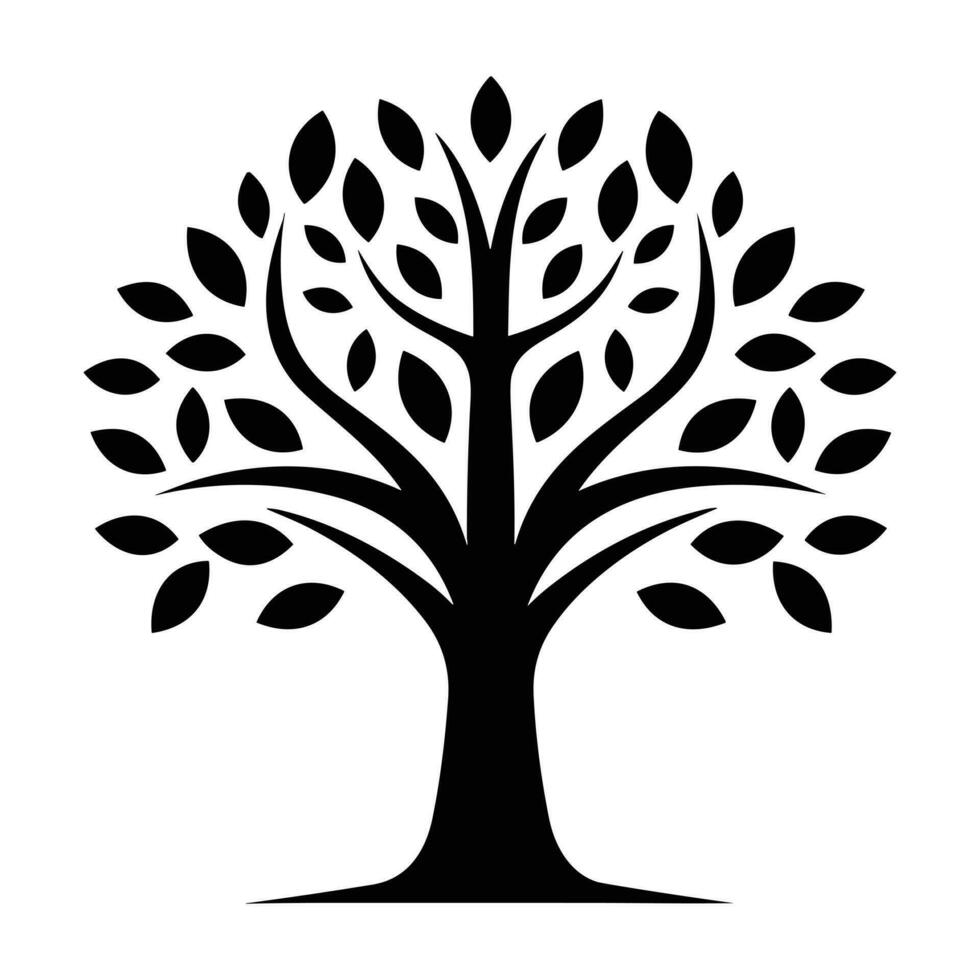 Black silhouette of a tree vector icon