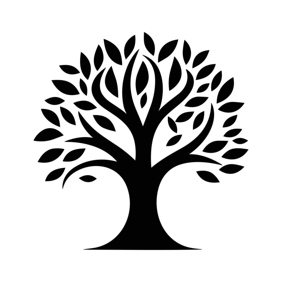 Black silhouette of a tree vector icon