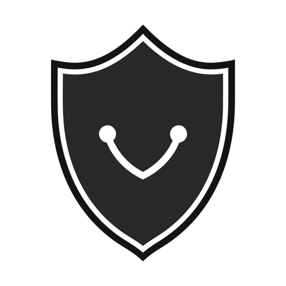 Black silhouette of a shield vector icon