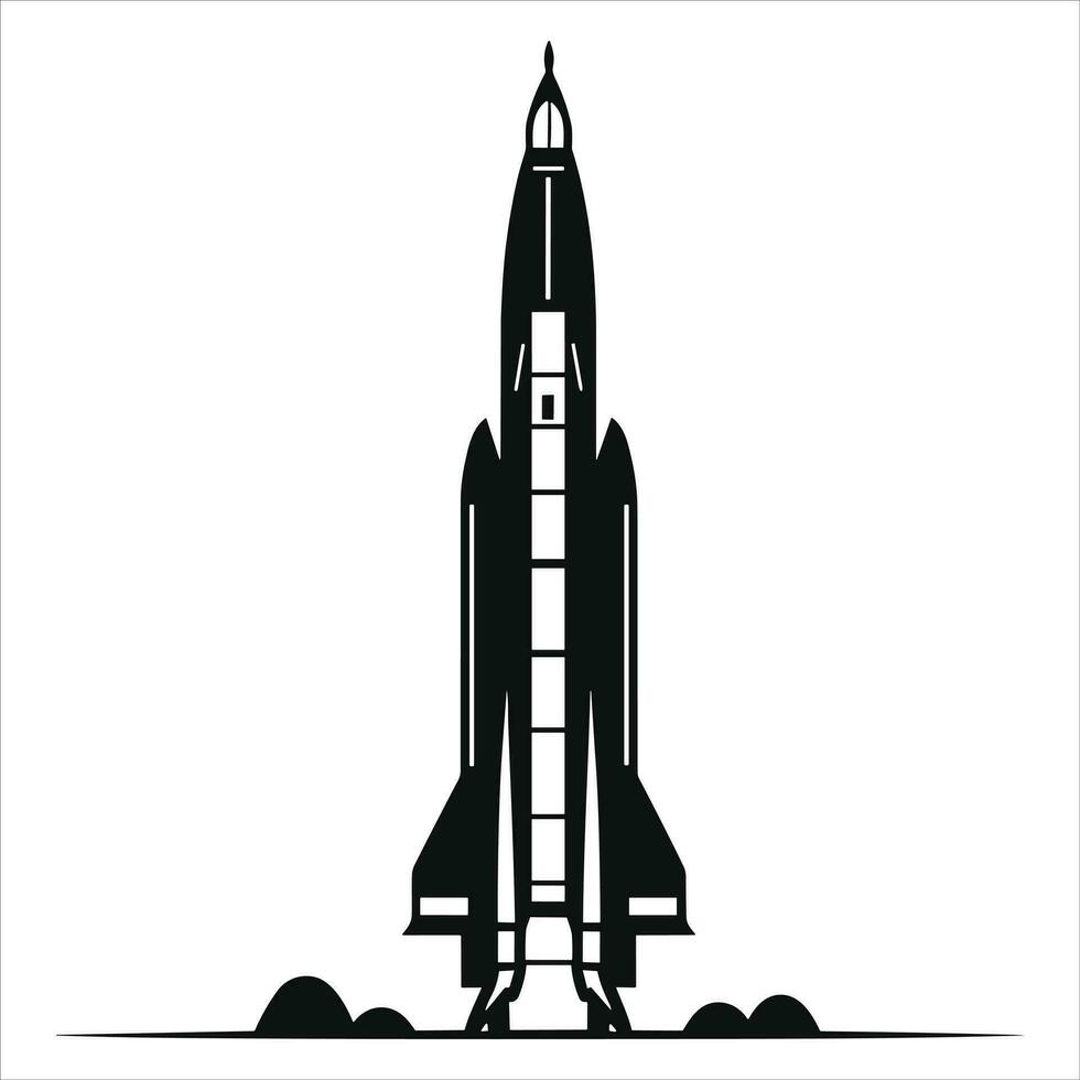 Simple rocket icon, Black silhouette design, Rocket Silhouettes Vector. vector