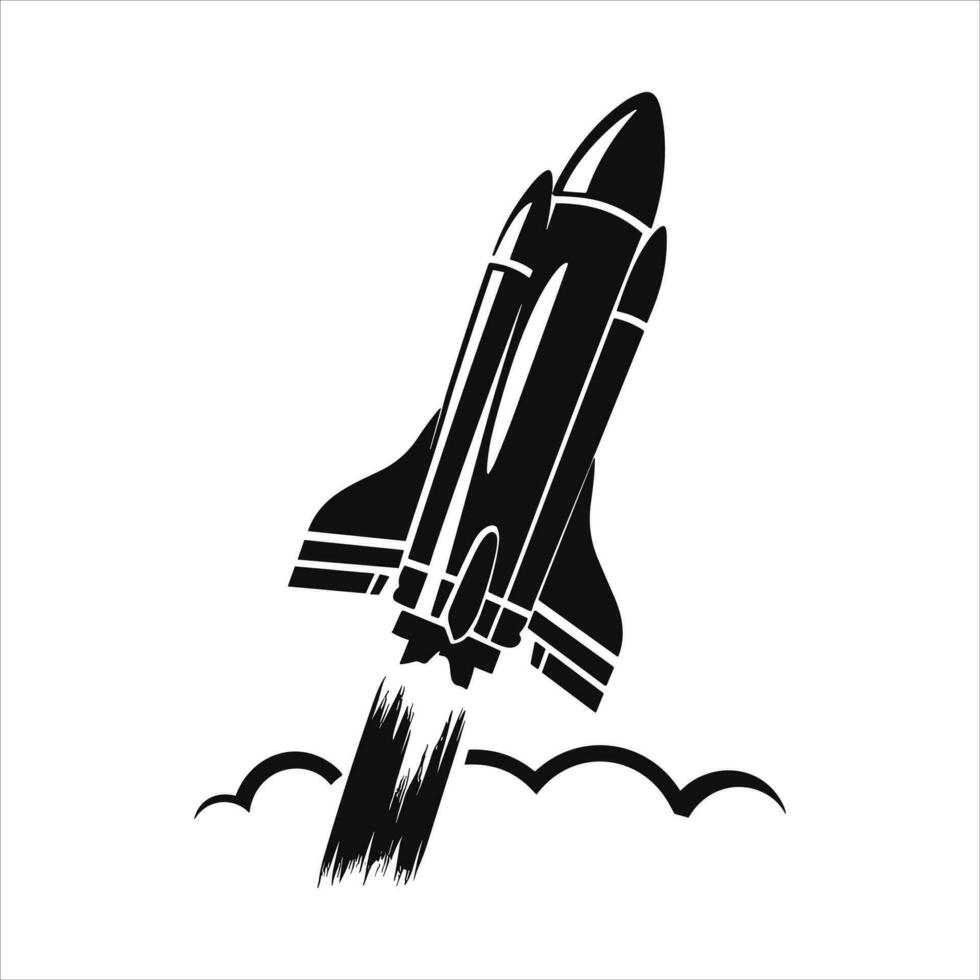 Simple rocket icon, Black silhouette design, Rocket Silhouettes Vector. vector