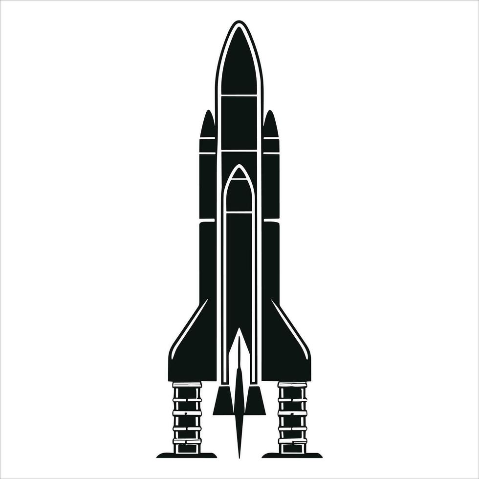 Simple rocket icon, Black silhouette design, Rocket Silhouettes Vector. vector