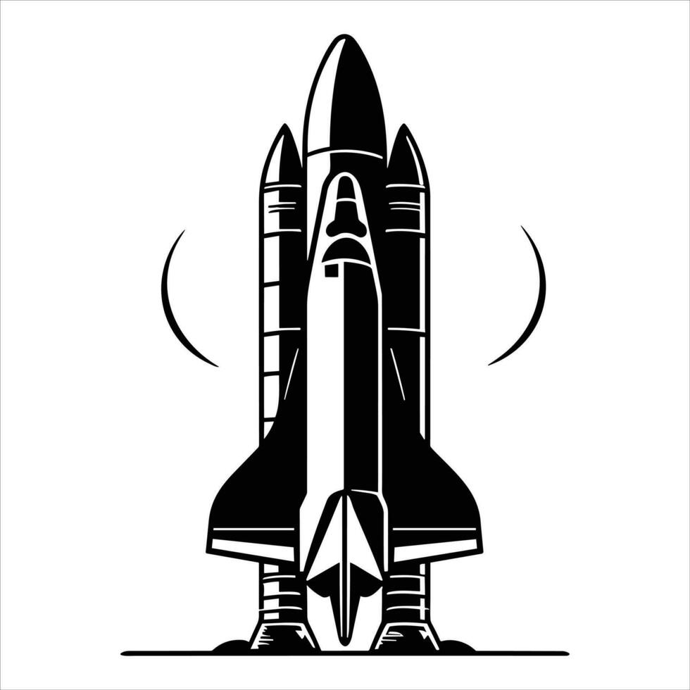 Simple rocket icon, Black silhouette design, Rocket Silhouettes Vector. vector