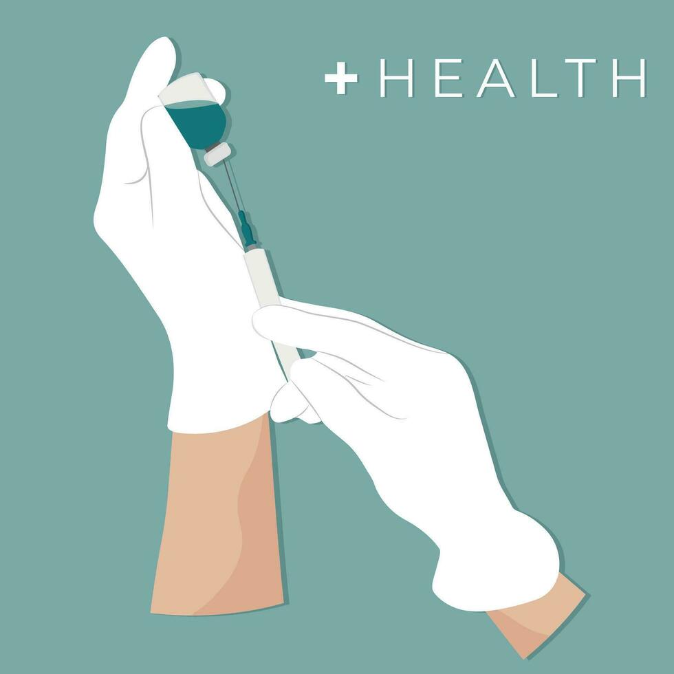 hand with syringe. A hand holds a syringe. Medicine vector illustration