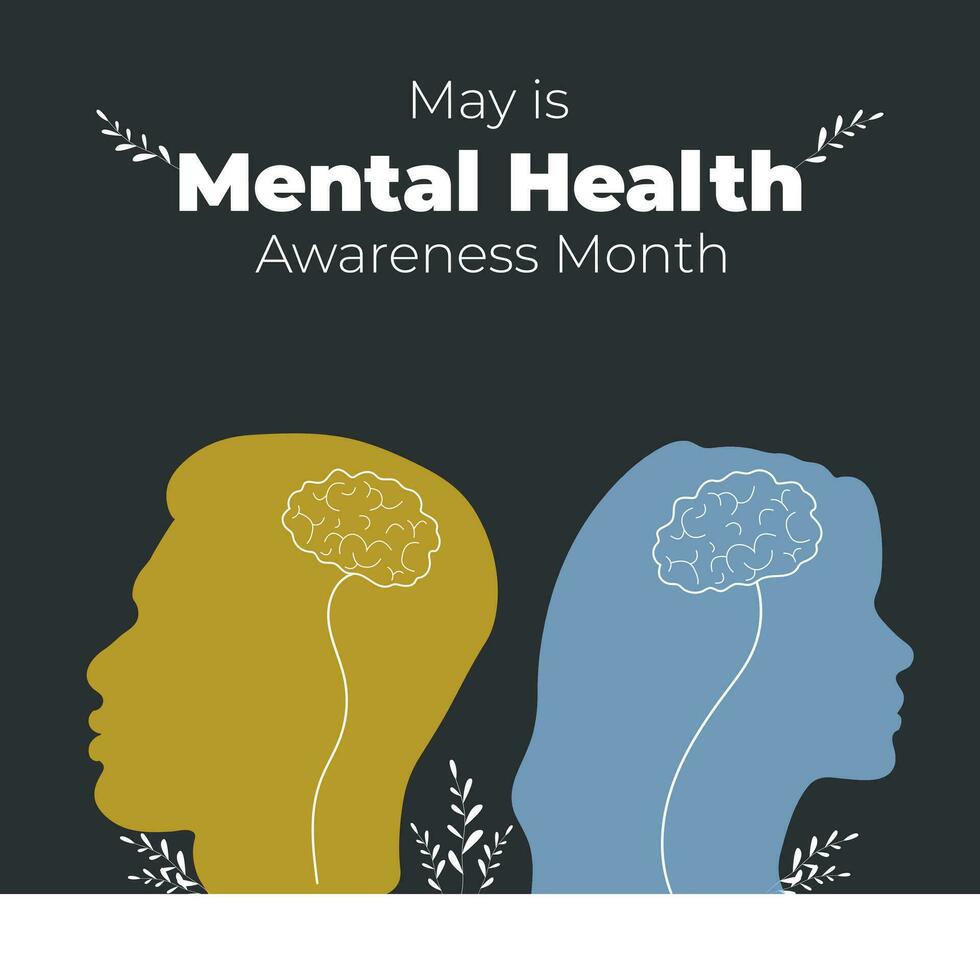 Mental Health Awareness Month. Vector illustration background. Banner
