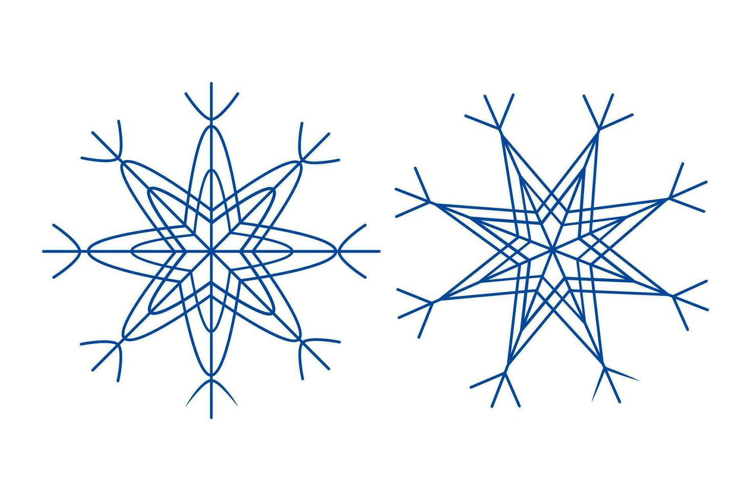 Set of patterned snowflakes in trendy blue. Design elements for web, promo, advertisement or pointer vector