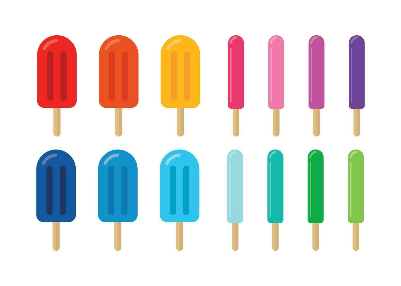 Bright Ice Pops, Popsicle Set, Multi Color Summer Treats vector