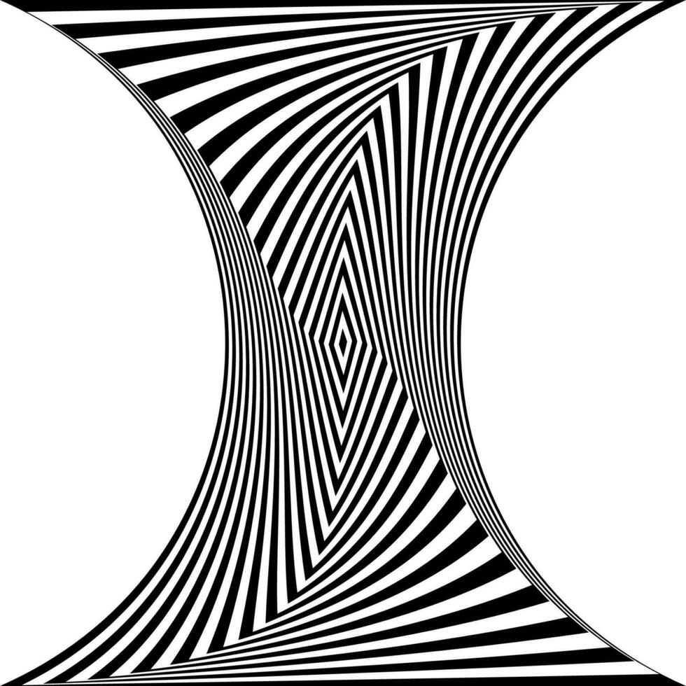Black and white optical illusion. Abstract wavy stripes pattern vector