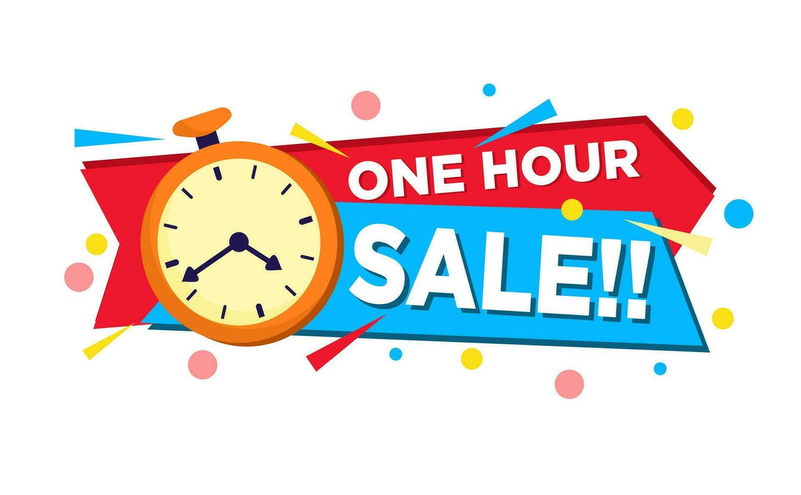 free vector one hour sale with clock