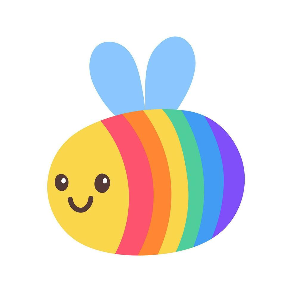 LGBT bee isolated on white background. LGBTQ. Symbol of the LGBT pride community. LGBT pride or Rainbow in various shapes design. LGBT flag or Rainbow flag. Vector illustration.