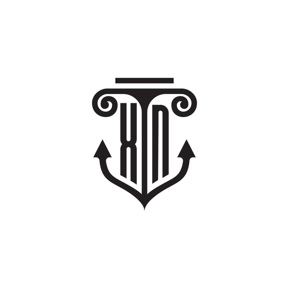 XN pillar and anchor ocean initial logo concept vector