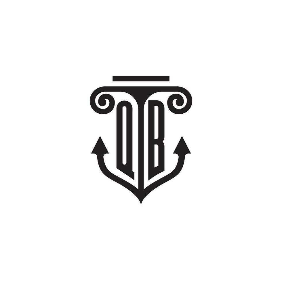 QB pillar and anchor ocean initial logo concept vector