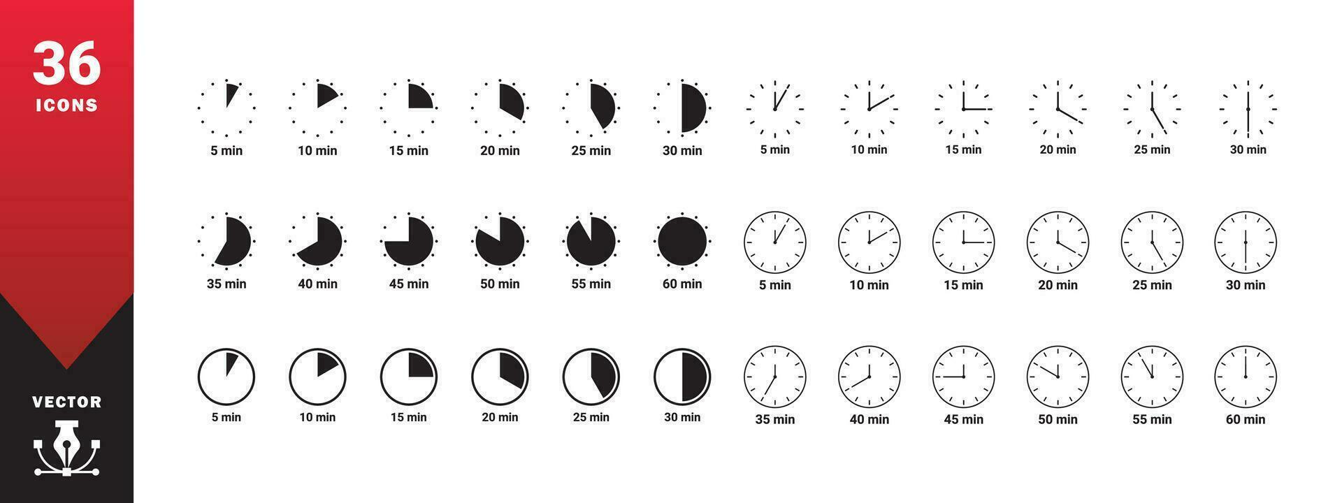 Cook time timers. Set of timer icons. Stopwatch icons. Vector scalable graphics