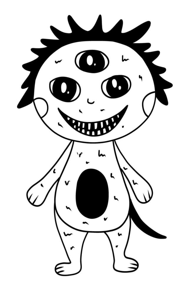 Cute monster in doodle style vector