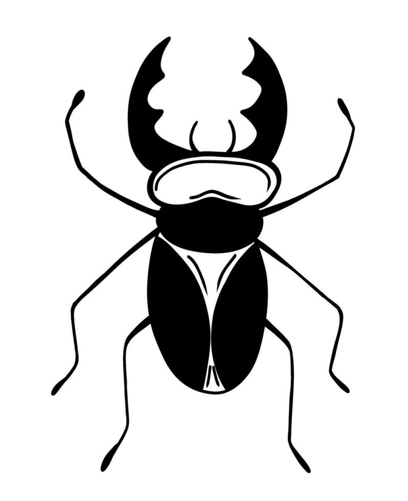 Stag beetle in outline style vector