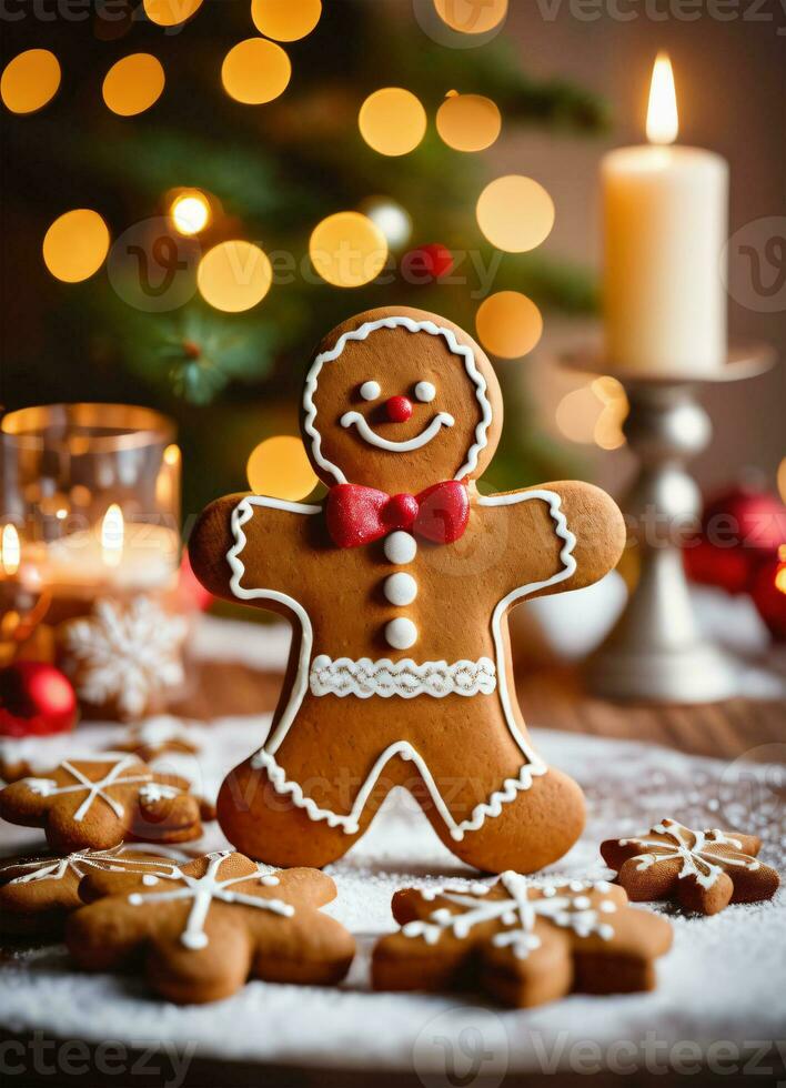 Photo of the Christmas Gibgerbread man cookies ai generated