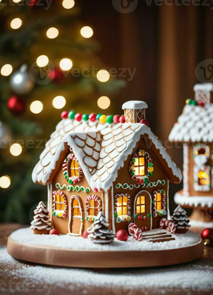 Photo of the Christmas Gibgerbread house cookies ai generated
