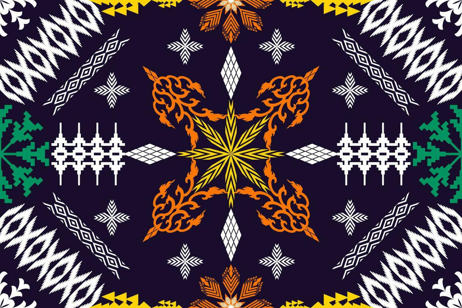 Ikat ethnic aztec embroidery style.Figure Geometric oriental traditional art pattern.Design for ikat background,wallpaper,fashion,clothing,wrapping,fabric,element,sarong,graphic,vector illustration. vector