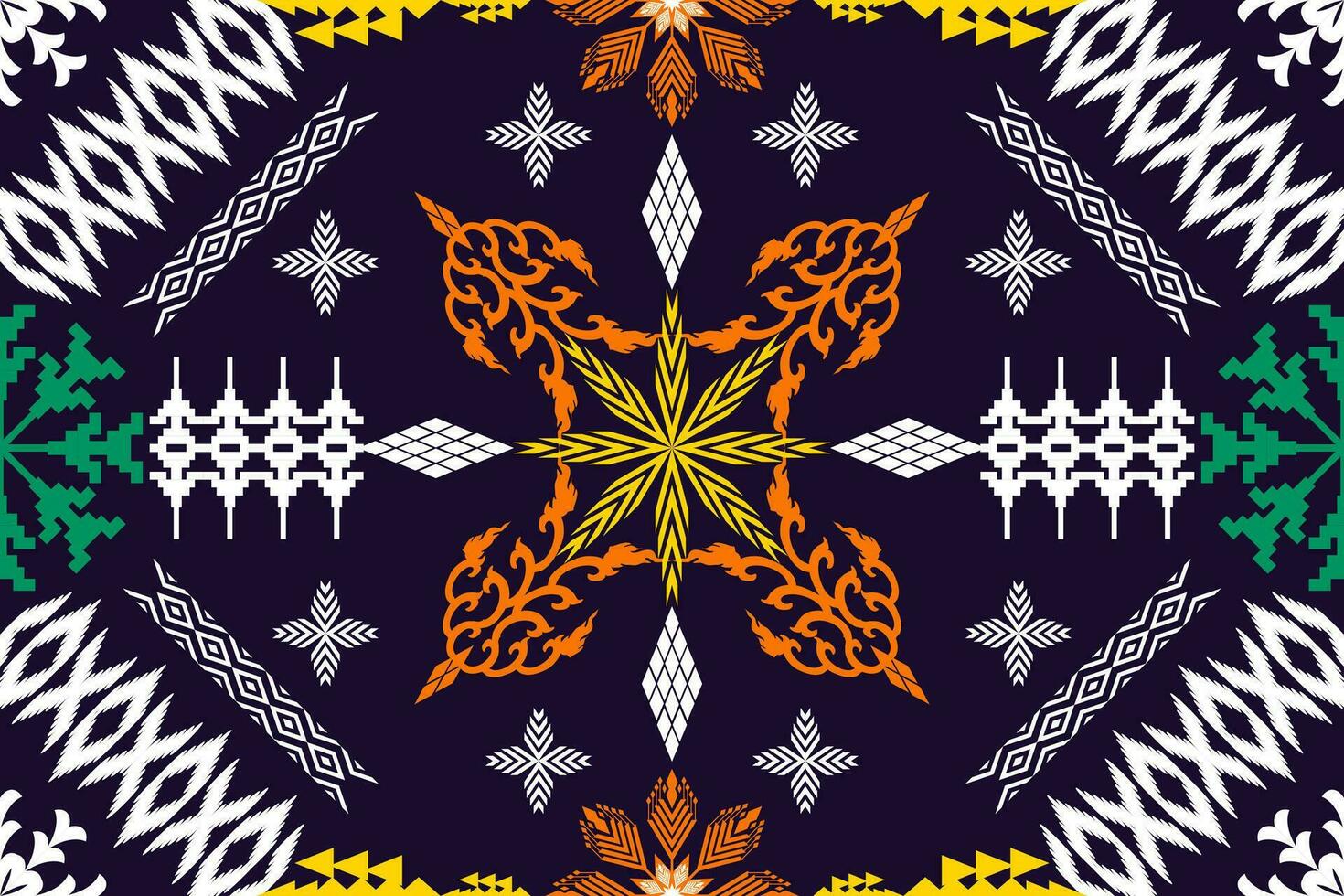 Ikat ethnic aztec embroidery style.Figure Geometric oriental traditional art pattern.Design for ikat background,wallpaper,fashion,clothing,wrapping,fabric,element,sarong,graphic,vector illustration. vector