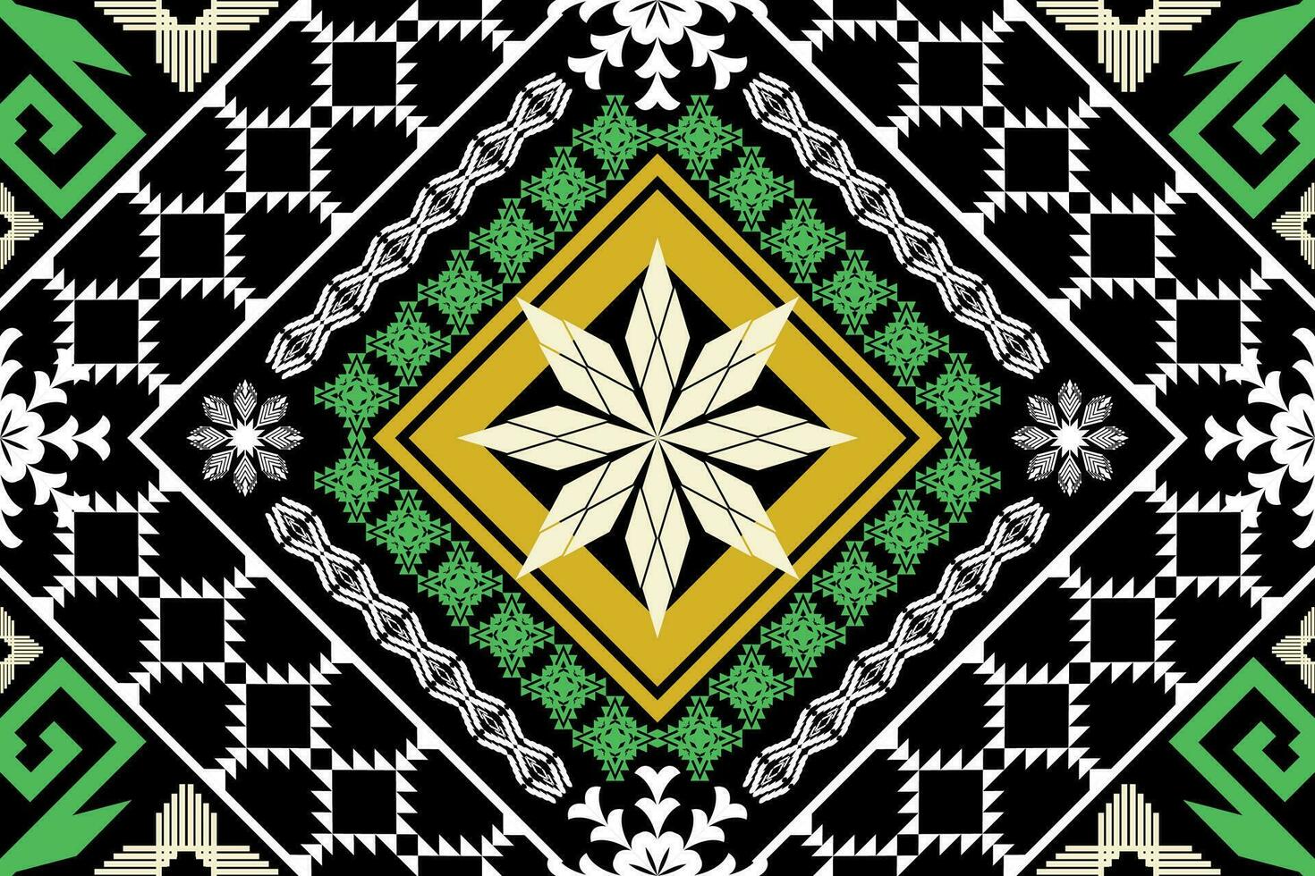 Ikat ethnic aztec embroidery style.Figure Geometric oriental traditional art pattern.Design for ikat background,wallpaper,fashion,clothing,wrapping,fabric,element,sarong,graphic,vector illustration. vector