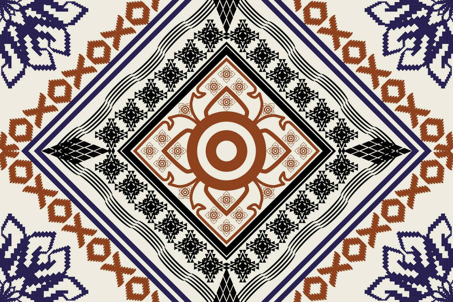 Ikat ethnic aztec embroidery style.Figure Geometric oriental traditional art pattern.Design for ikat background,wallpaper,fashion,clothing,wrapping,fabric,element,sarong,graphic,vector illustration. vector