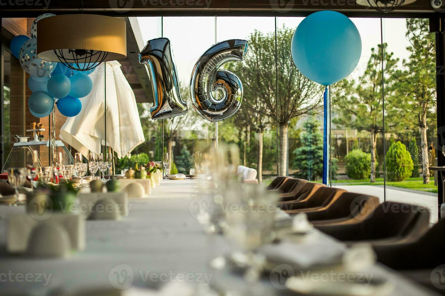 Festively served table for the 16th anniversary. photo