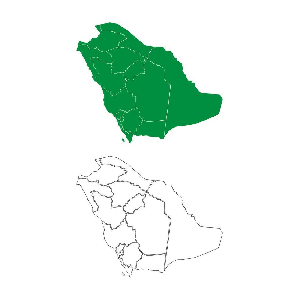 Saudi arabia map vector. National map of Saudi arabia with territory. Saudi arabia map with fill color and outline design. vector