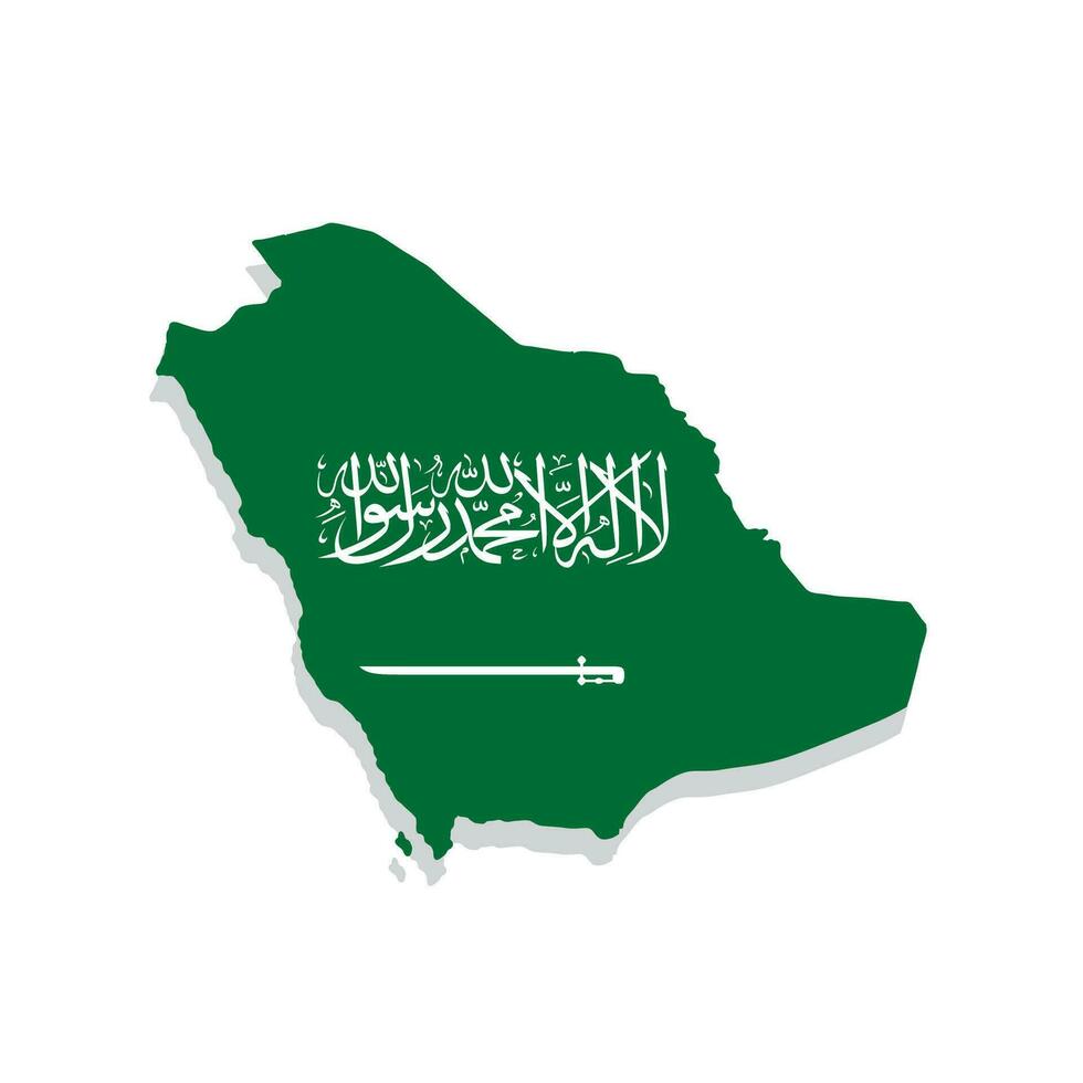 Saudi arabia map with flag color vector. Simple map of Saudi arabia