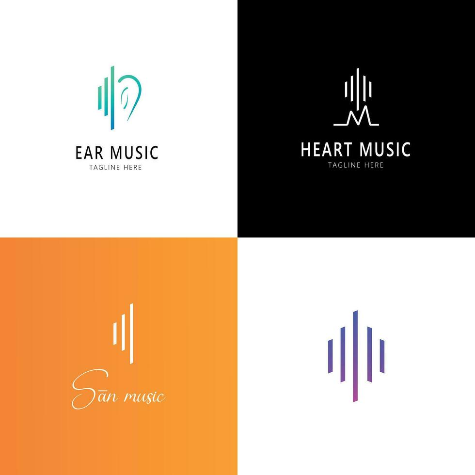 music logo, music icon, logo design, music  brand, music logo, vibe music, heart music vector